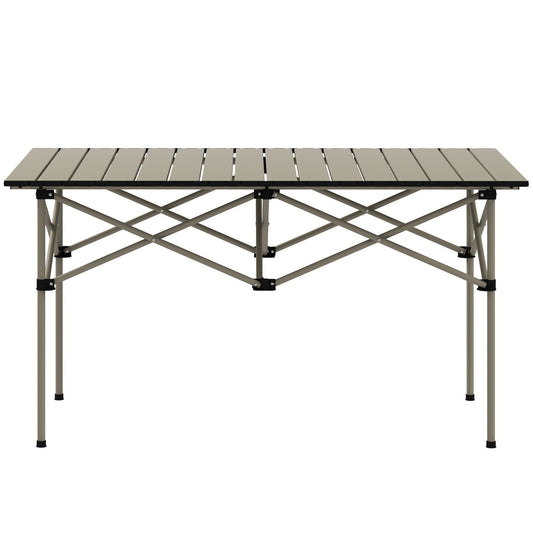 Outsunny Portable  Aluminium Picnic  Camping Table, Lightweight Folding, Carry Bag For Outdoor Camping, Picnic, Hiking, Cooking, BBQ, Fishing, Khaki