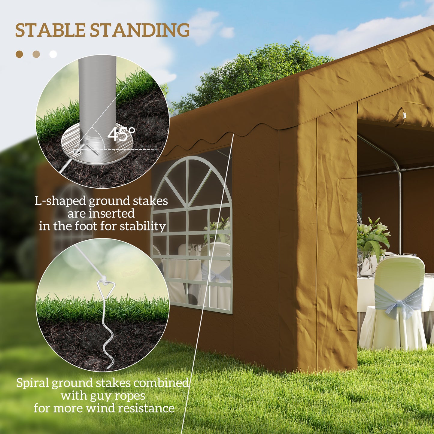 6m x 4m Garden Gazebo, Galvanised Marquee Party Tent with Removable Sides and Windows for Parties, Wedding and Events, Yellow