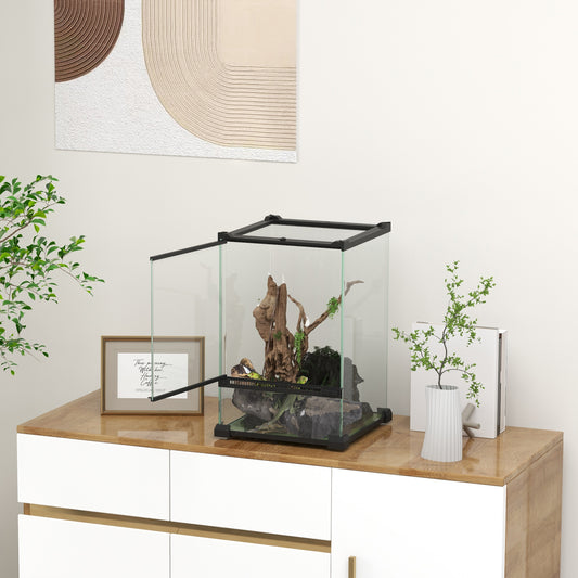 PawHut 12L Vivarium for Lizards Frogs Snakes Turtles Tortoises w/ Anti Escape Design, Ventilation