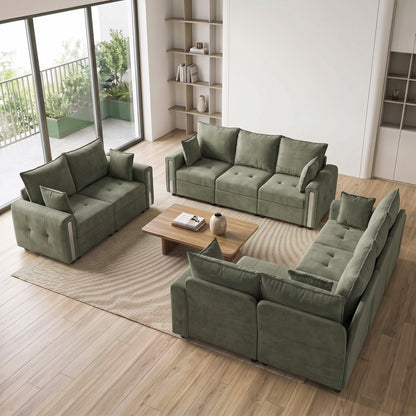 3-Seater Velvet Sofa with Lift-Up Storage | 228Wx68Dx88H cm | 190cm Wide Seat | 15cm Seat Cushion | 20cm Back Cushion | 15cm Arms | Multilayer Board & Metal Frame | 360kg | Living Room | Dark Green