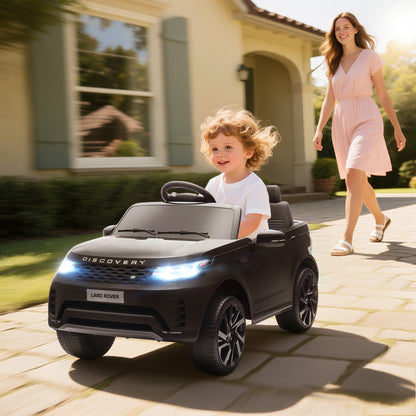 Land Rover Discovery Licensed 12V Kids Electric Car with Remote, 4 Wheel Suspension, Slow Start, Lights, Music, Black / Pink / Khaki