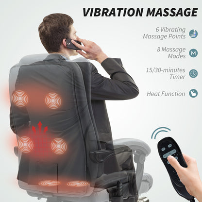 Executive Office Chair with 6-point Massage and Heat - Light Grey