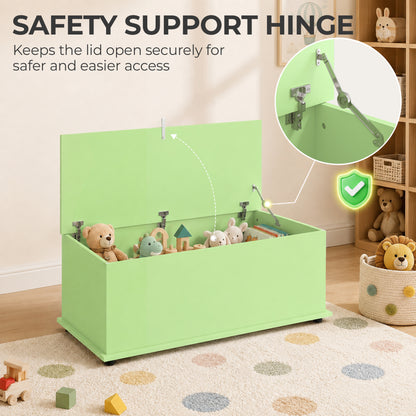 114L Green Storage Chest Bench | Wooden Blanket Box | Safety Hinge | 120kg Seat Capacity | Bedroom, Hallway & Living Room