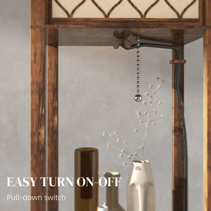 Three-Shelf Standing Lamp - Rustic Brown/White