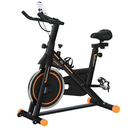 Exercise Bike, Indoor Cycling For Home Use, Stationary W/ LCD Display Heart Rate Sensor, Static Fitness Bike, Gym, Office, Cardio Workout, Orange