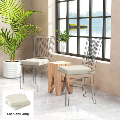 Set of 2 Outdoor Garden Chair Cushions | 7cm Foam | Water-Repellent UV30+ | Zip Cover | Ties | Cream White