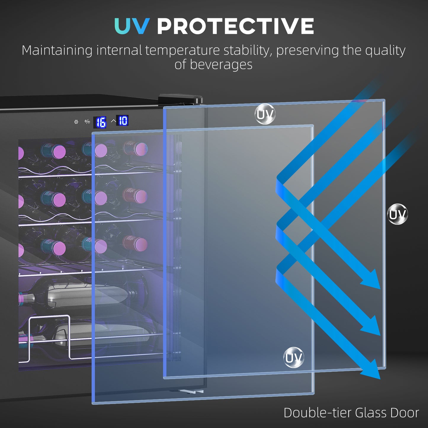 42L 16-Bottle Wine Cooler Fridge - Black