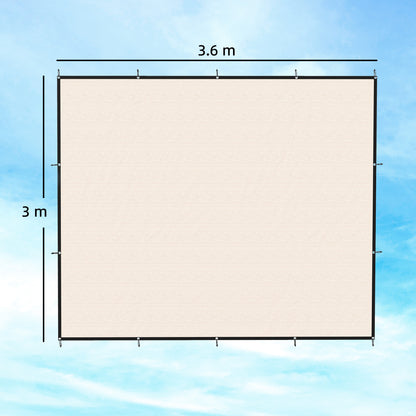 Sun Shade Sail | 3 x 3.6m | 85%+ UV Block | 180g/m² HDPE | 14 Eyelets | Beige