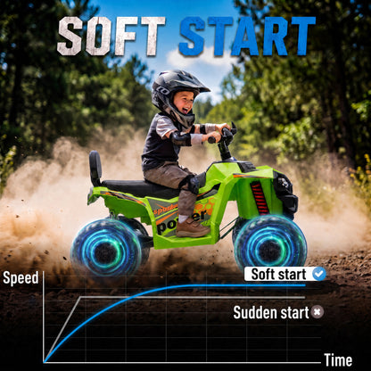 24V 2-Seater Electric Ride-On ATV Quad Bike | 4-6 km/h Forward & Reverse | 70-Minute Battery | 50 kg Capacity | Ages 3-8 | Green, Pink or Black