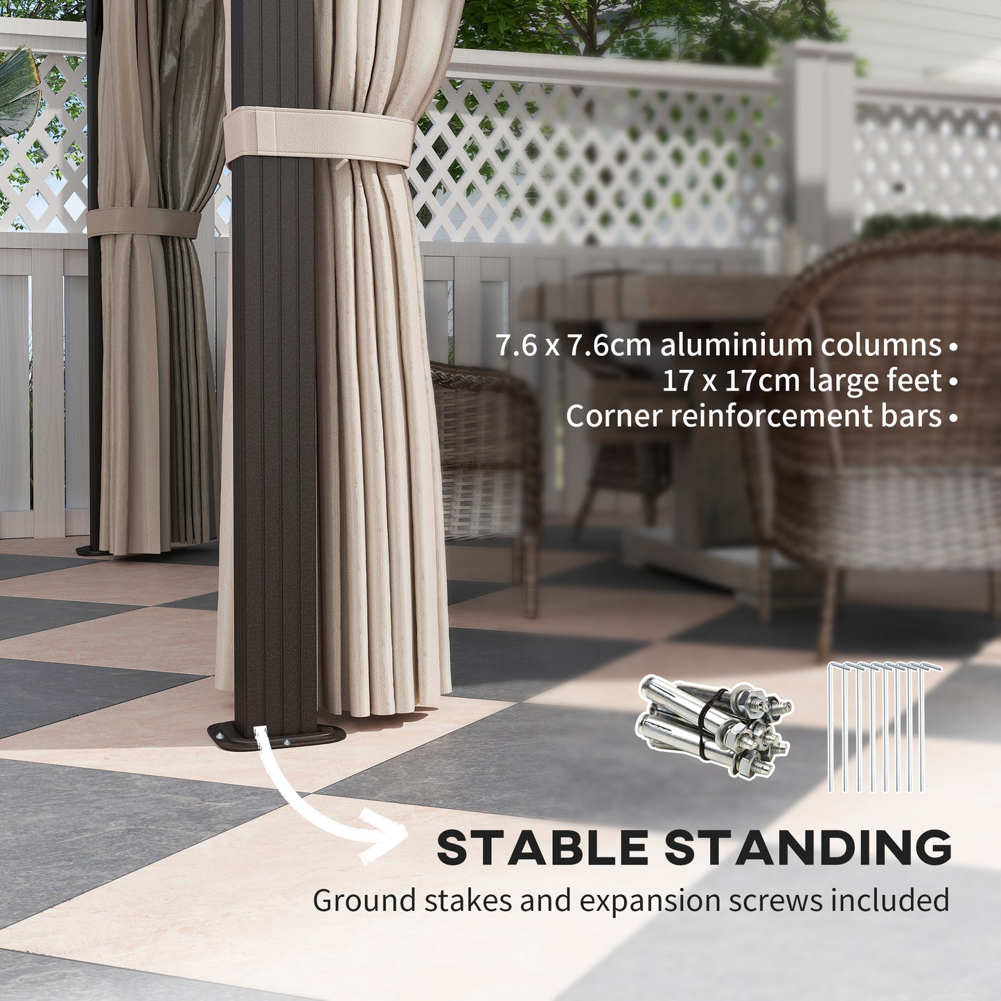 3 x 4m Hardtop Gazebo Canopy with UPF30+ Double Polycarbonate Roof, Aluminium Frame Garden Gazebo Permanent Pavilion, Beige