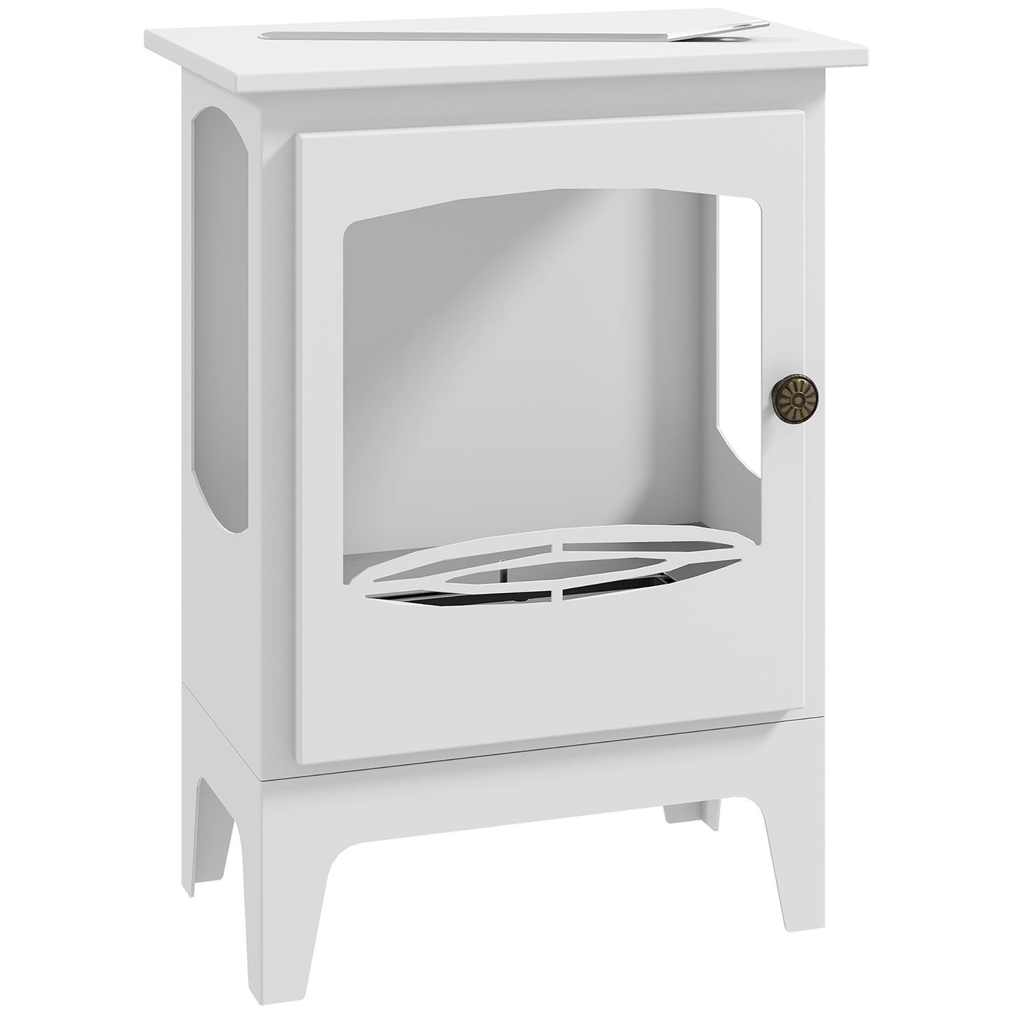 Freestanding Ethanol Fireplace, Steel Bioethanol Fireplace with Stainless Steel Flame Snuffer, 1.2L Tank, 3 Hours Burning Time for Indoor, White