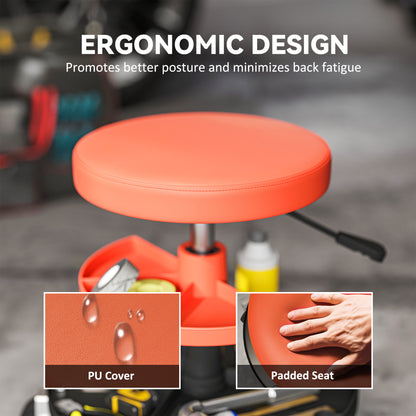Rolling Mechanic Stool, 135kg Capacity Workshop Stool, 360° Swivel Roller Padded Creeper Seat with Wheels, for Garage, Shop, Auto Repair