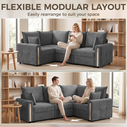 Reversible L-Shaped Corner Sofa | 228 x 164cm | 3-Seater with Lift-Up Storage & Velvet Upholstery | Dark Grey