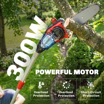 Outsunny 18V 8" Cordless Long Handled Pole Electric Chainsaw, 1.94m/2.56m with 2 x 4.0Ah Batteries, Charger, Auto Lubrication