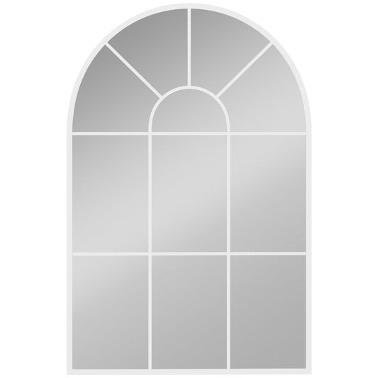 90 X 61cm Arched Grid Mirror - White