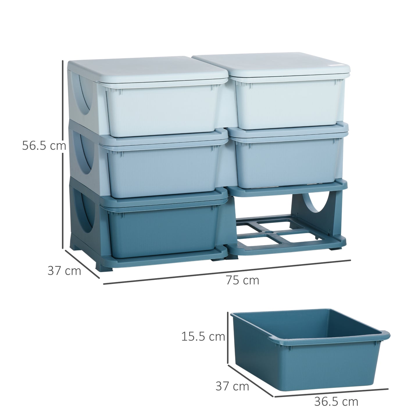 Kids Storage Unit Cabinet Storage Organiser Six Drawers - Blue