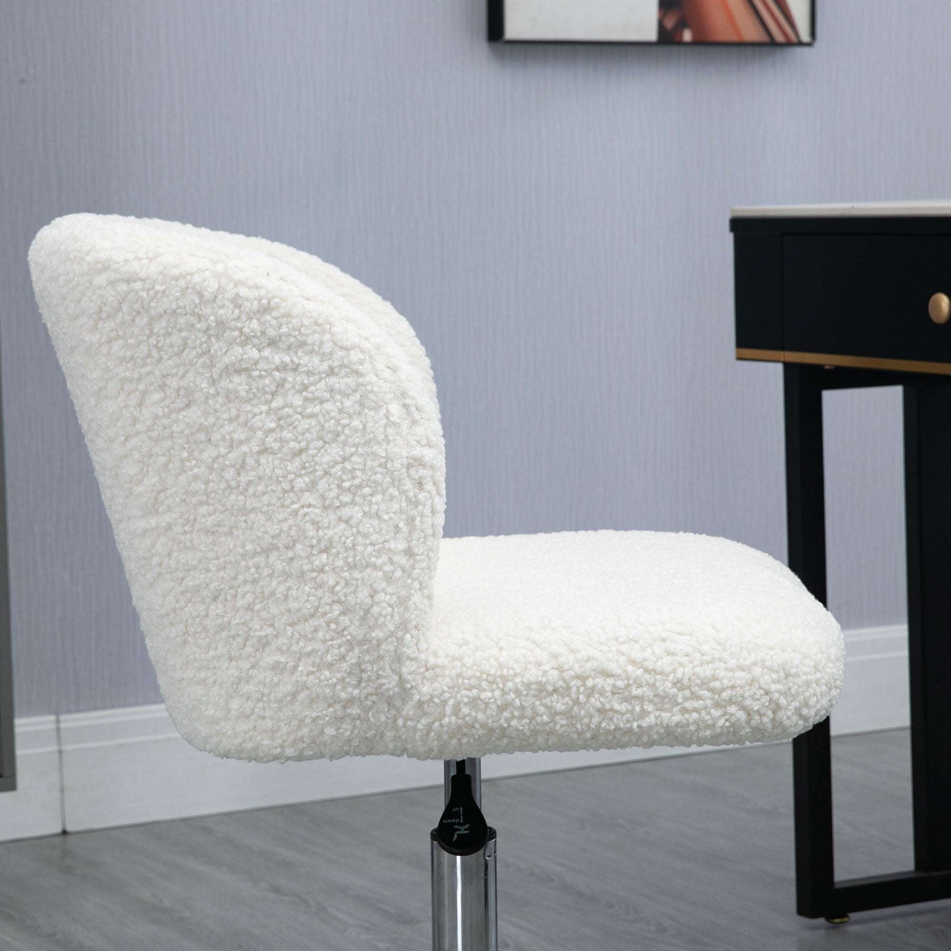 Office Chair with Adjustable Height and Wheels - White