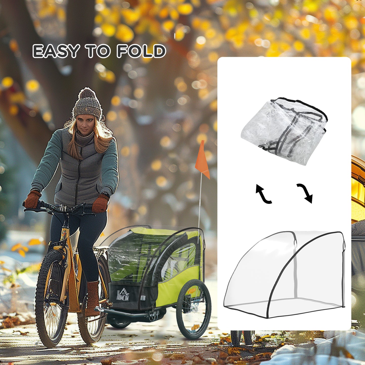 Baby Bike Trailer Cover, Anti Dust Rain Snow, Cold Wind, 76 x 61 x 61 cm