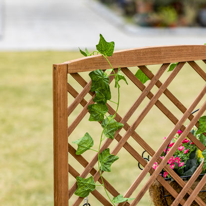 Fir Wood Raised Garden Bed with Lattice Trellis | 53.5x24cm Planting Area | Year-Round Outdoor Use | Climbing Plants Flowers Fruits & Herbs | Brown