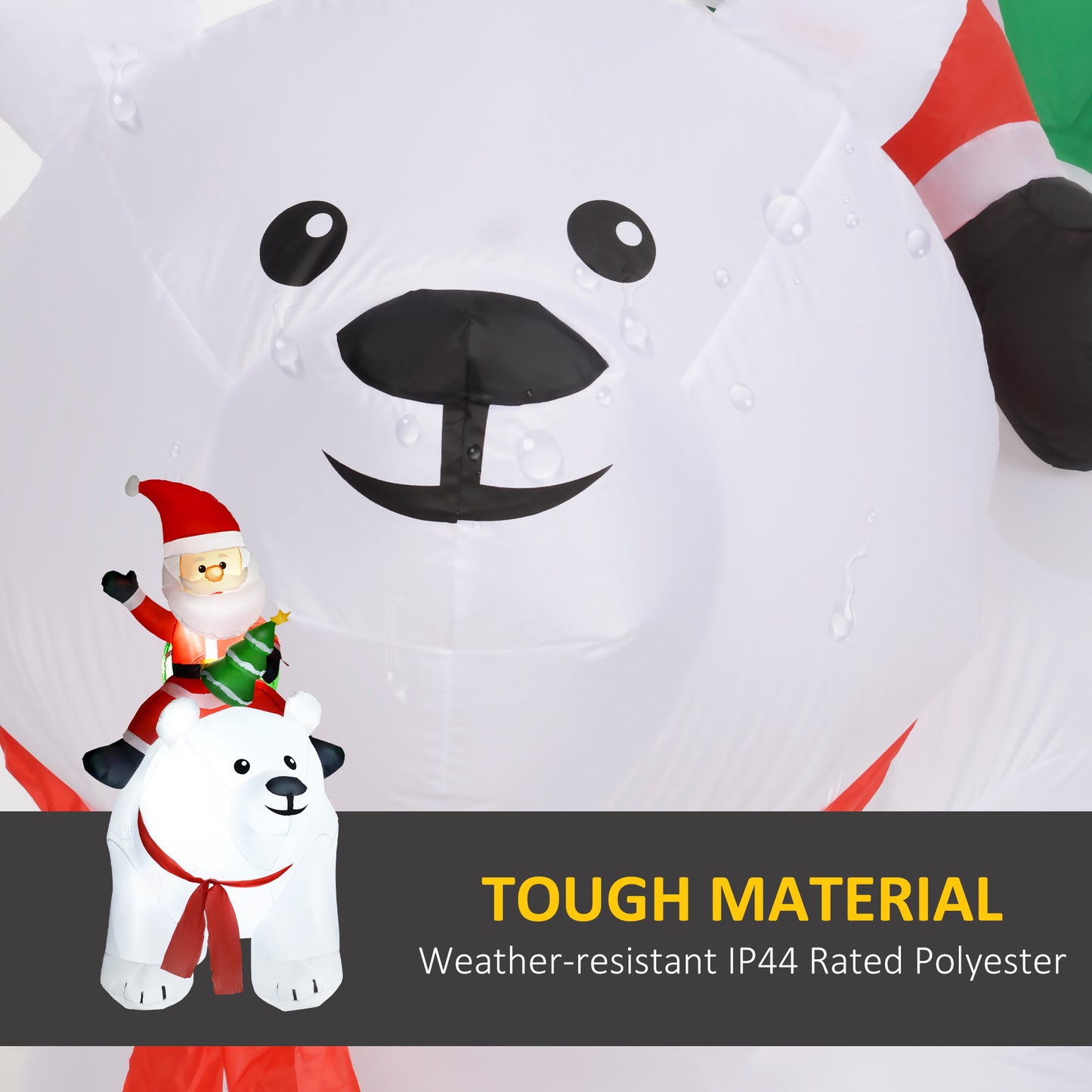 Outsunny 6.6FT Christmas Inflatable Santa Claus Riding on Polar Bear, Blow Up Outdoor LED Display for Garden Party