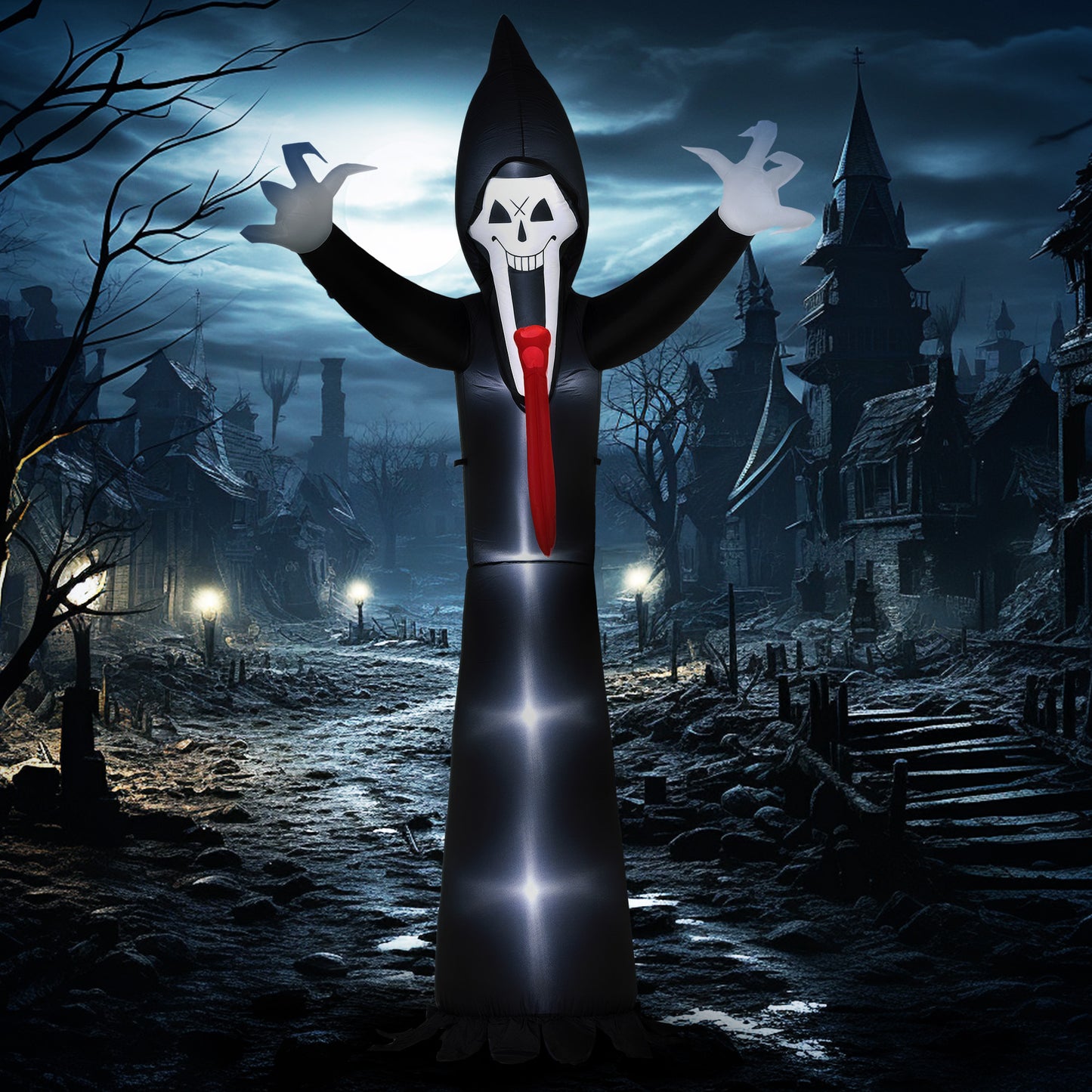 10 FT Grim Reaper Halloween Inflatable with 5 Built-in LED Lights, Blow Up Outdoor Halloween Decoration for Indoor, Outdoor Party