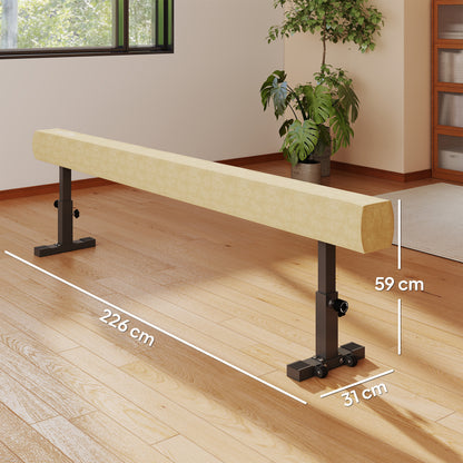 7.5ft Adjustable Balance Beam, Gymnastics Beam with Wheels, Gymnastics Equipment for 6+ Years Old Training