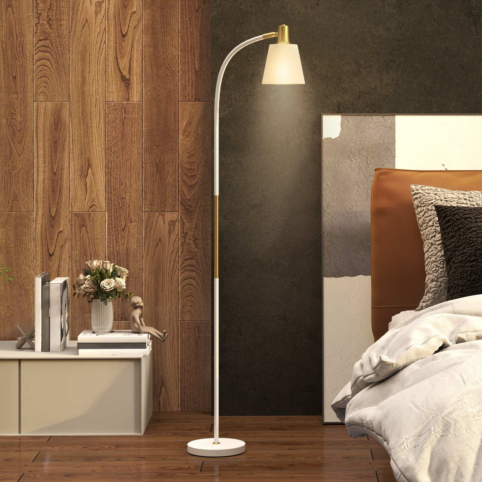 Floor Lamp for Living Room, Spotlight Reading Standing Lamp with Adjustable Height, Rocker on/off Switch, Indoor Task Lighting, White