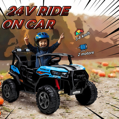 AIYAPLAY 24V Electric Ride on Car, 2-Seater Electric Car for Kids with Remote, Bluetooth, Soft Start, Suspension Spring