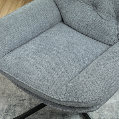 Armchair With 360 Degree Swivel And Wide Padded Seat, Upholstered Accent Chair with Water-Repellent Chenille Fabric - Grey