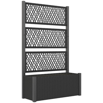 Outsunny Garden Planter Box with Trellis, Liner for Climbing Plants, Vegetables, Flowers, 90 x 35 x 148 cm, Charcoal Grey / Mixed Grey