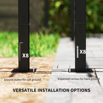 3x3m Retractable Roof Garden Pergola with 3 Side Curtains | UPF30+ Splash-Proof Canopy | Powder-Coated Metal Frame | Windproof Level 5-6 | Snow Load Rated | Ground Stakes | Light Grey