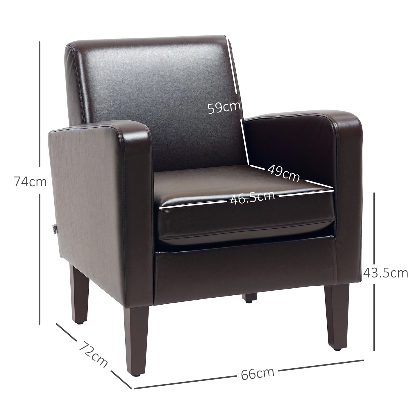 Modern Armchair with Rubber Wood Legs, Upholstered Accent Chair, Single Sofa for Living Room, Bedroom, Brown