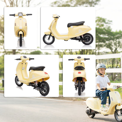 AIYAPLAY 24V Kids Electric Motorbike, Ride on Motorcycle with Manual Throttle, Brakes and LED Lights for Ages 8-12 Years, Beige