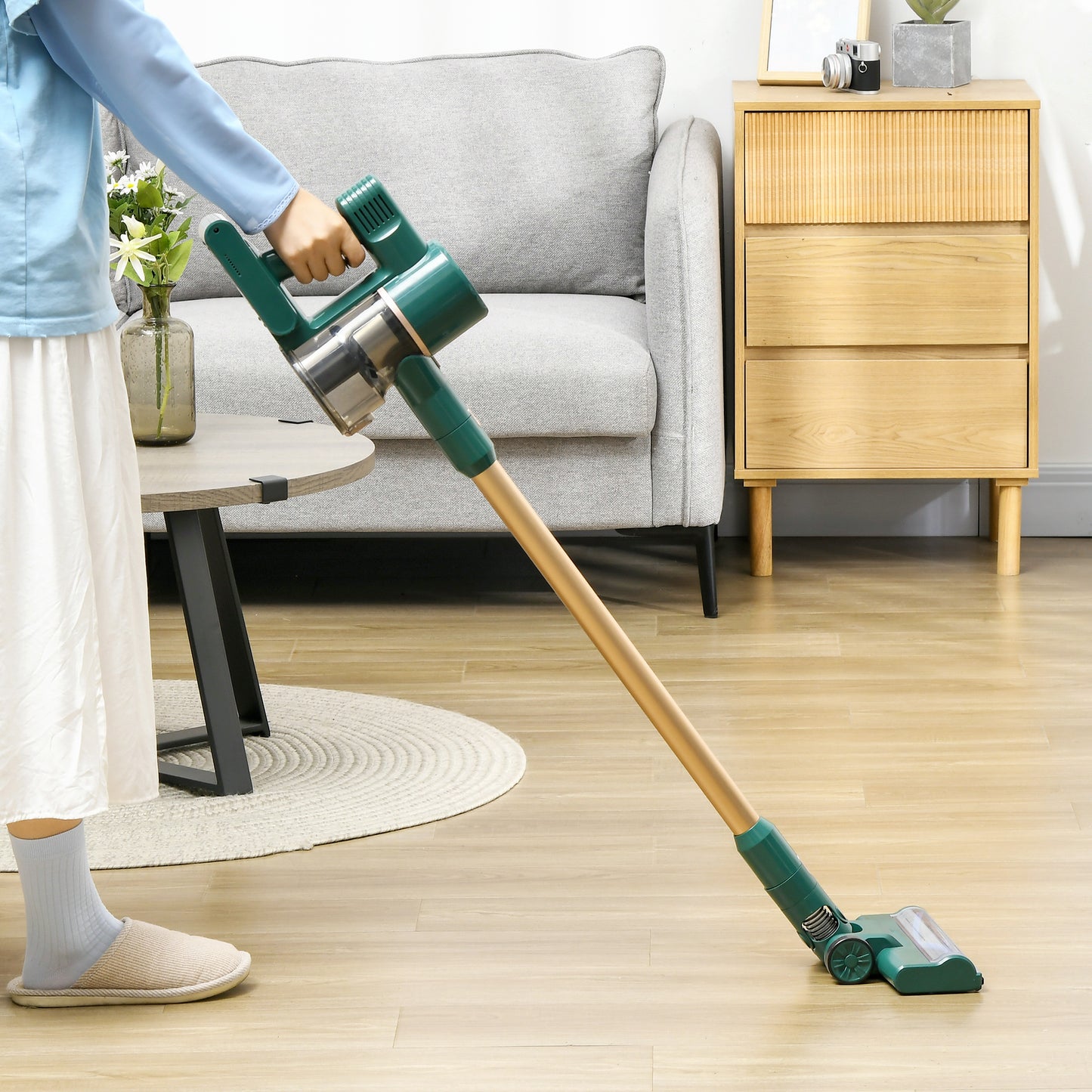 HOMCOM Cordless Handheld Rechargeable Stick 2500rpm Vacuum Cleaner With Accessories - Green