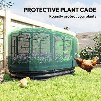 Galvanised Raised Garden Bed Kit with Self Watering System and Mesh Cover, Garden Boxes, 6x3Ft, Dark Grey and Green
