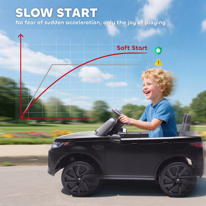 Land Rover Discovery Licensed 12V Kids Electric Car with Remote, 4 Wheel Suspension, Slow Start, Lights, Music, Black / Pink / Khaki