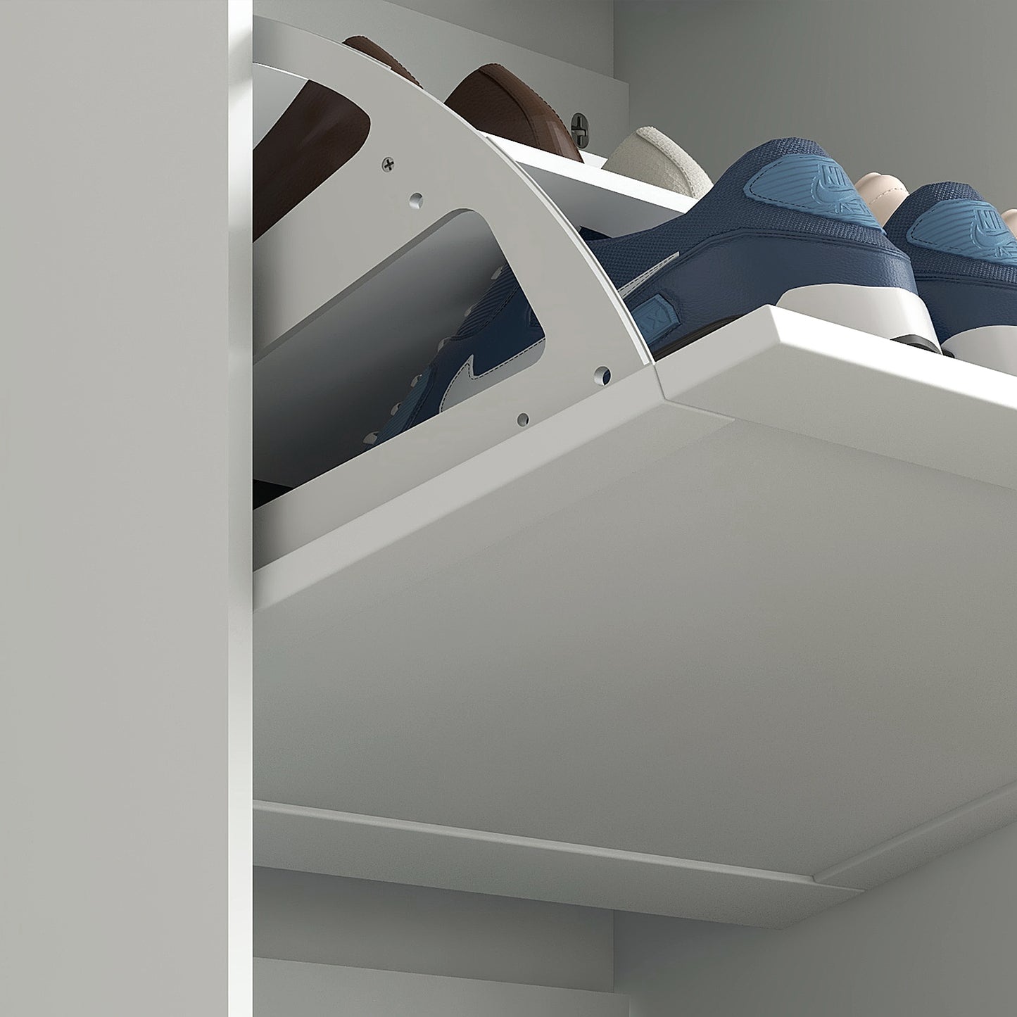 Shoe Cabinet with 3 Flip Drawers, Narrow Shoe Storage Cabinet for 18 Pairs, Freestanding Slim Shoe Rack for Entryway, Hallway, White