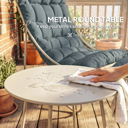 3 Piece Garden Bistro Set | Chair, Footstool & Table | Teslin Mesh Seat | Removable Cushions | Steel Frame | All Season | Dark Grey