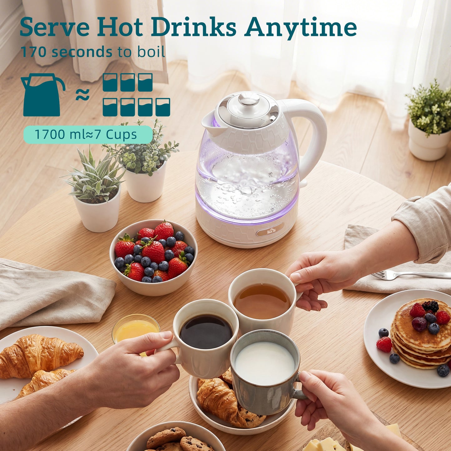 Kettle and Toaster Set, 1.7L 3000W Rapid Kettle with Strix Thermostat, 4 Slice Toaster with 7 Browning Controls, Cream