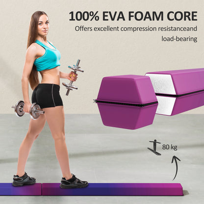 SPORTNOW Folding Gymnastics Floor Balance Beam | Blue & Pink | 236x10cm | Folds to 120cm | EVA Foam Core | 10cm Top 15cm Anti-Slip Base | Hook & Loop | 80kg | Age 3+ | Home Gym