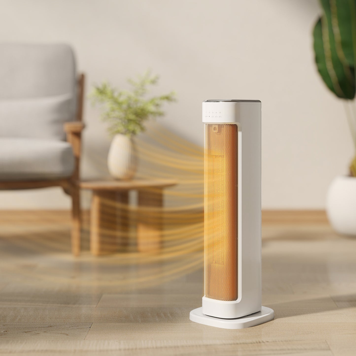 2000W Ceramic Electric Heater with 3 Heat Settings, Timer - White