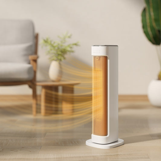 2000W Ceramic Electric Heater with 3 Heat Settings, Timer - White