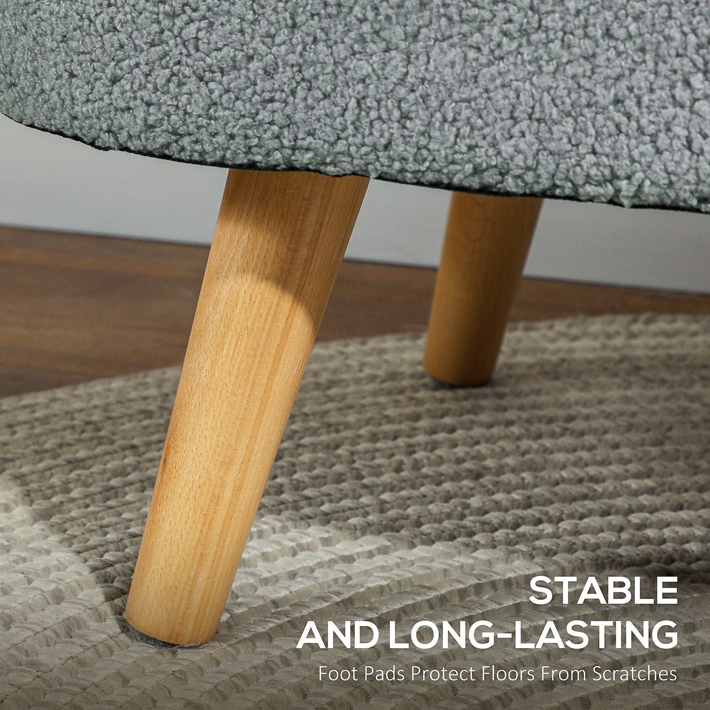 Teddy Fleece Storage Ottoman - Grey