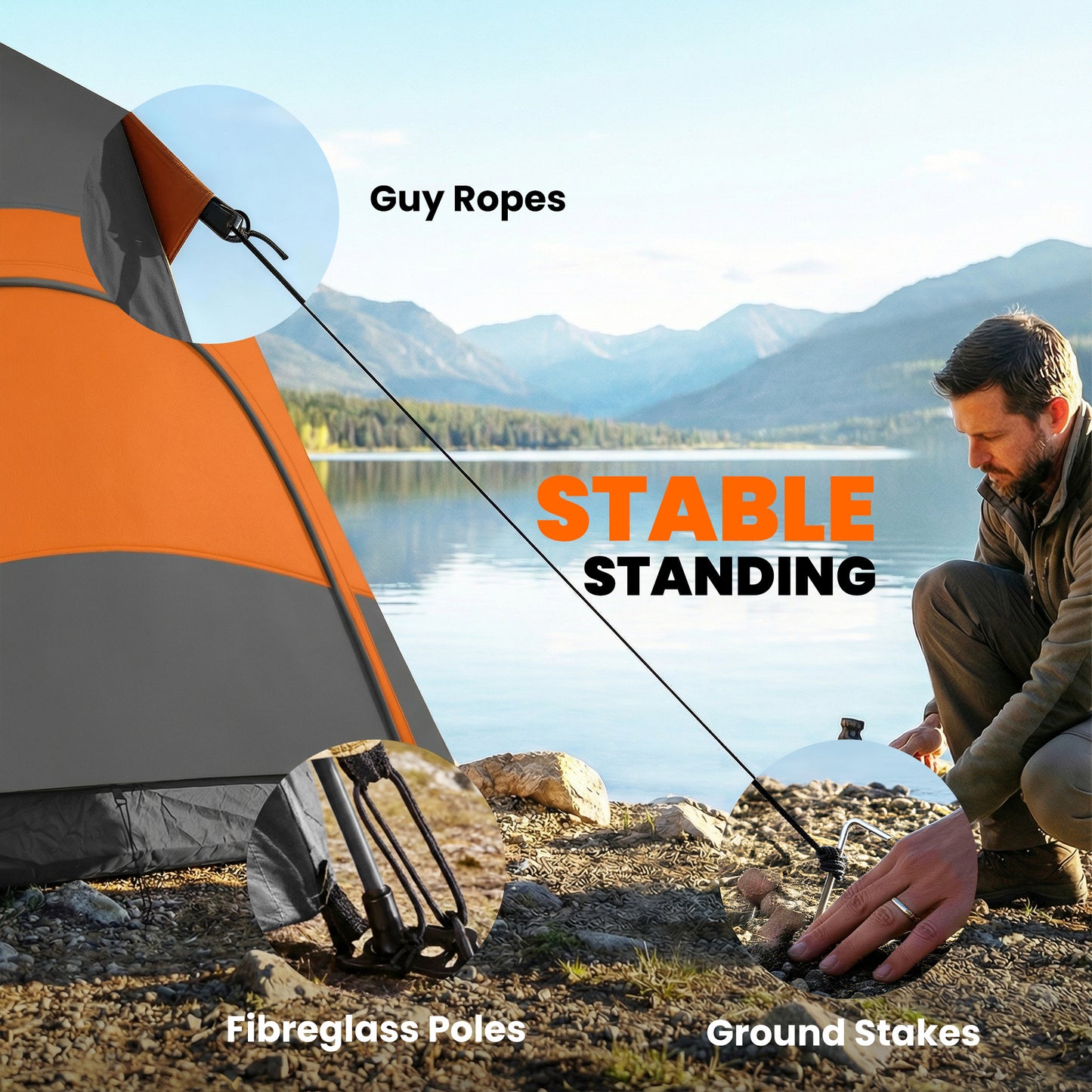 Outsunny Double Layer Instant Pop Up Tent with Rainfly, Portable Camping Shelter with Sewn-in Groundsheet and Carry Bag