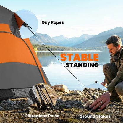 Outsunny Double Layer Instant Pop Up Tent with Rainfly, Portable Camping Shelter with Sewn-in Groundsheet and Carry Bag