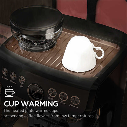 15 Bar Coffee Machine, with Adjustable Grind, Steamer and Accessories - HOMCOM