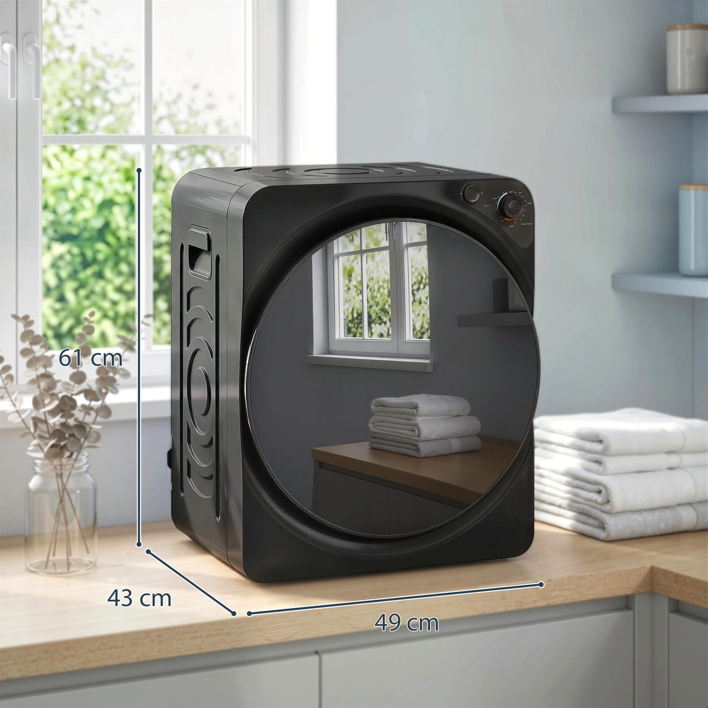 Compact Vented Tumble Dryer | 5kg | 1000W | 5 Drying Modes | Stainless Steel Drum | Stackable | 54dB | Black