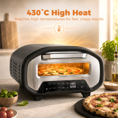 Electric Pizza Oven | 12 Inch | 8 Preset Modes | Ceramic Stone | 2200W | Grey