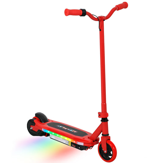 AIYAPLAY Electric Scooter for Kids Ages 6-14, with Colourful Light and Electric Brake, Kids Electric Scooter E Scooter, Up to 10 KM/H & 8 KM, Red