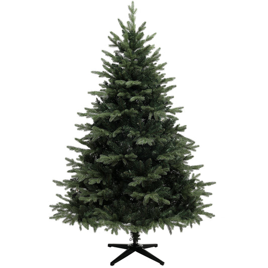 6ft Artificial Spruce Christmas Tree with 1696 Branch Tips and Foldable Steel Base, Realistic Hinged Tree, Holiday Décor for Home Office, Green